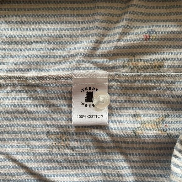 Teddy Fresh Unisex Striped Collared Button-Up Shirt w/ Little Bears size Medium - Picture 6 of 7